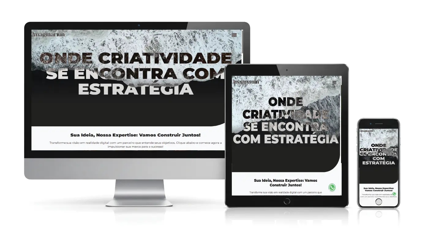 Exemplo de Site One Page responsivo em múltiplos dispositivos