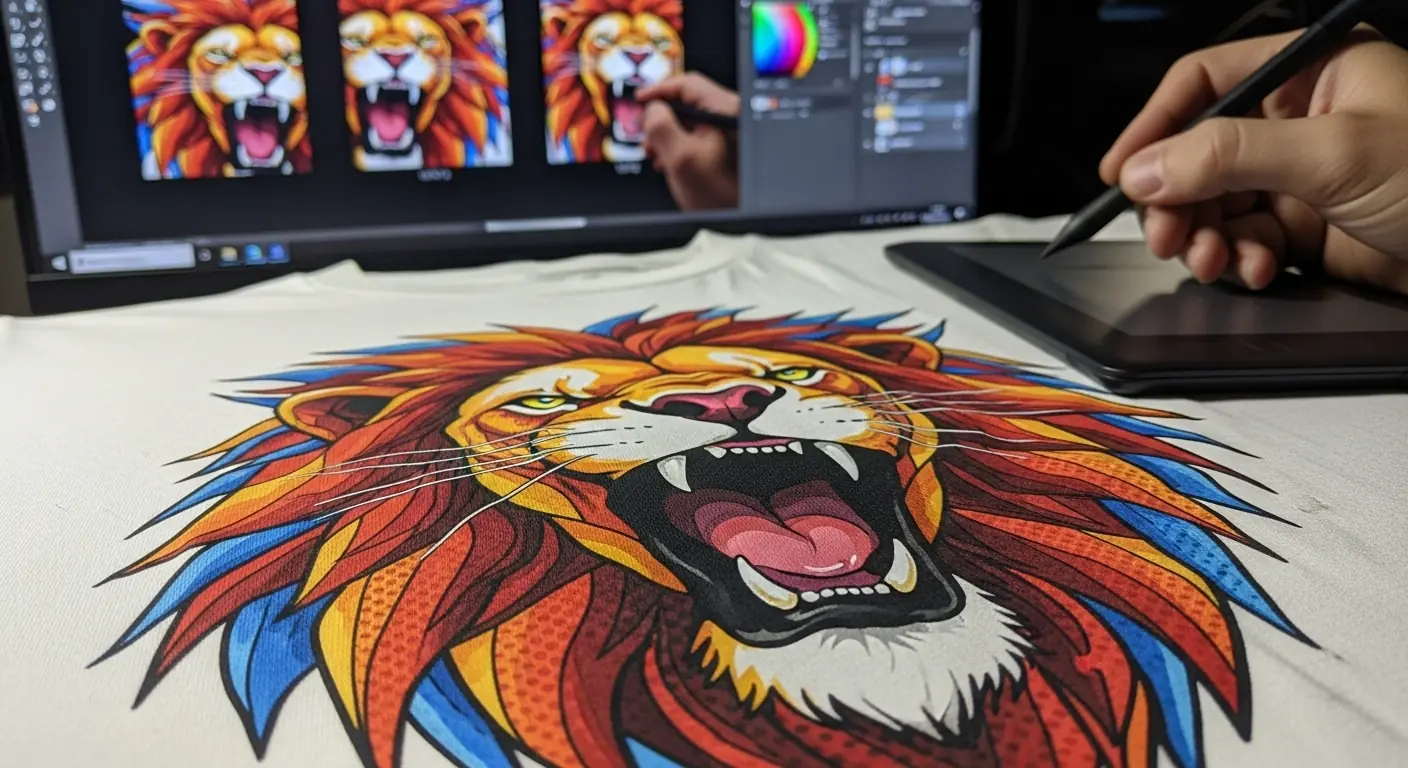 Close-up de uma estampa com detalhes e textura