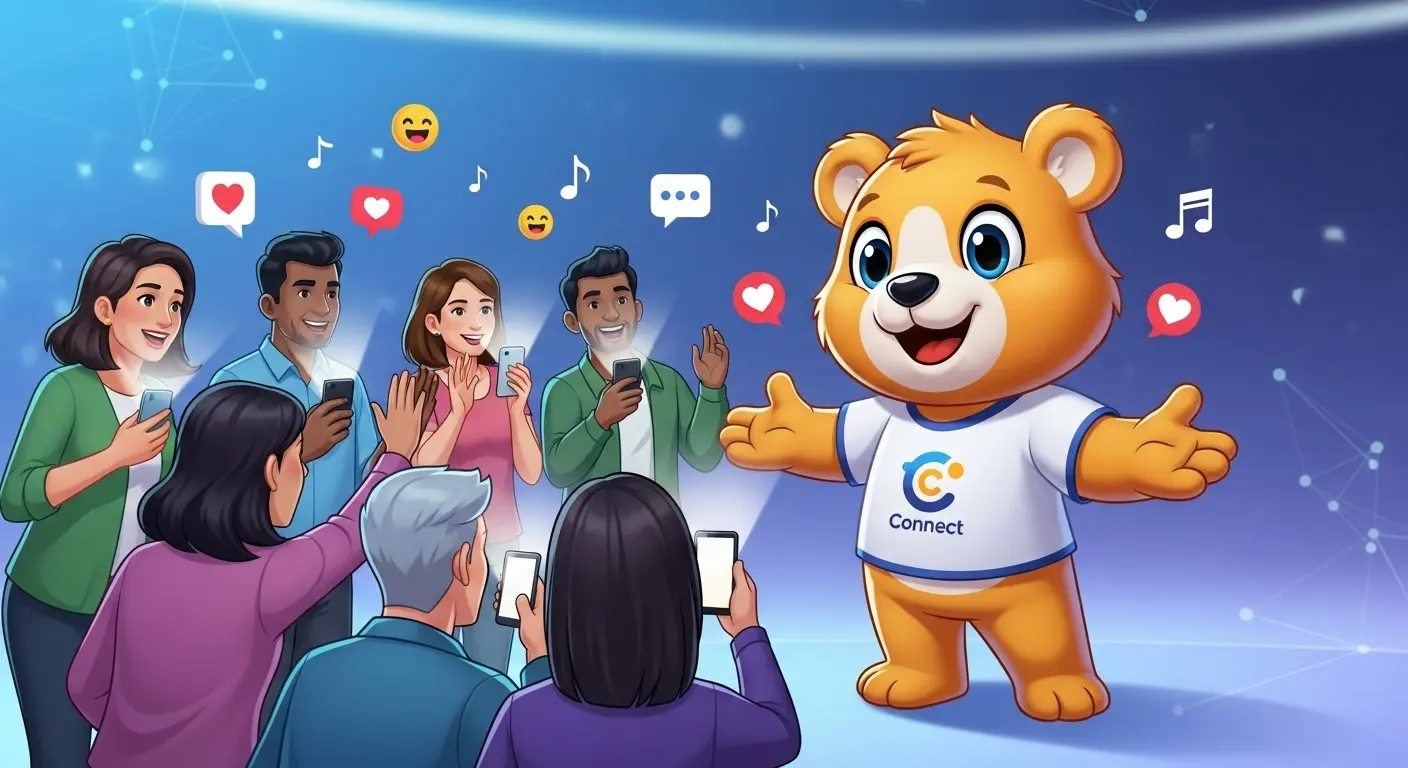 Mascote divertido interagindo com pessoas