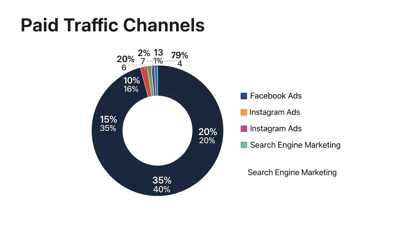 Gráfico de canais de tráfego pago